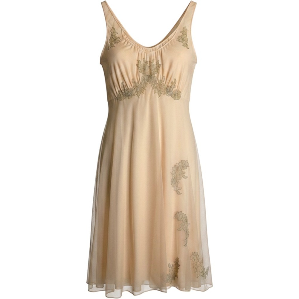Vintage Van Raalte Nylon Chiffon Long Nightie Nightgown Chemise Flowy Ethereal S